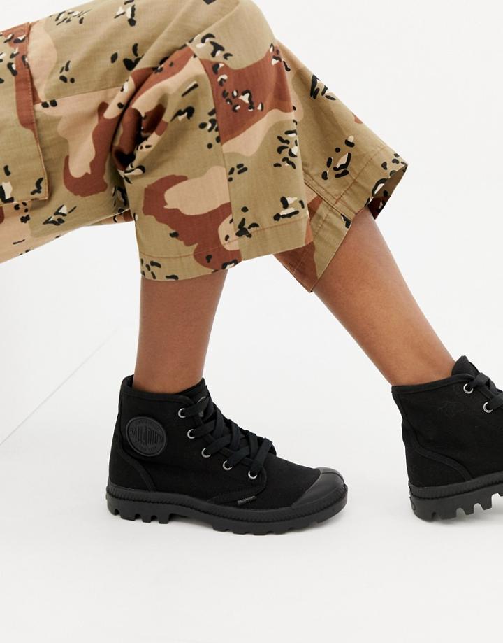 Palladium Pampa Black Hi Lace Up Ankle Boots - Black
