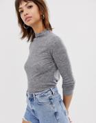 River Island High Neck Sweater In Gray