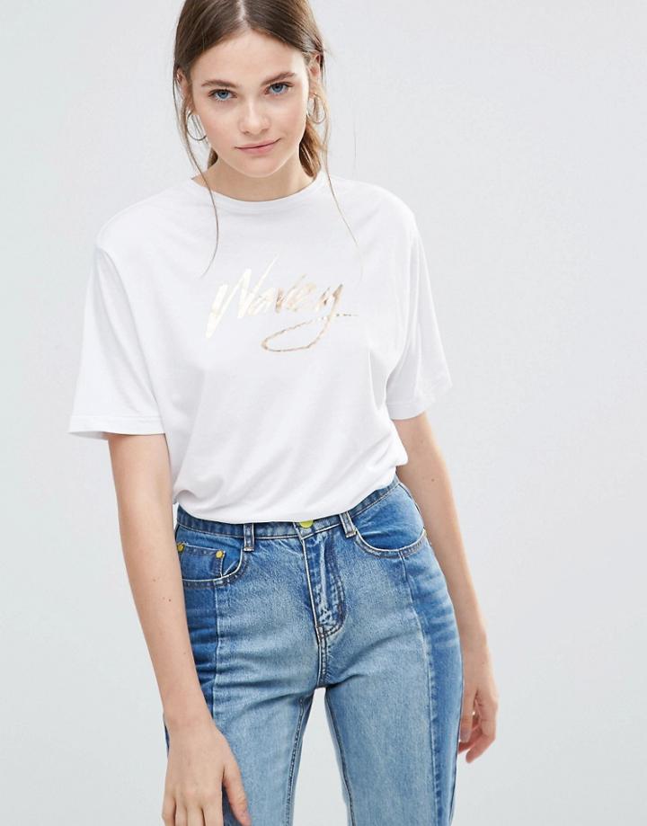 This Is Welcome Foil Logo Boyfriend T-shirt - White