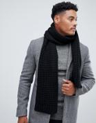 Asos Design Knitted Scarf In Black Recycled Polyester