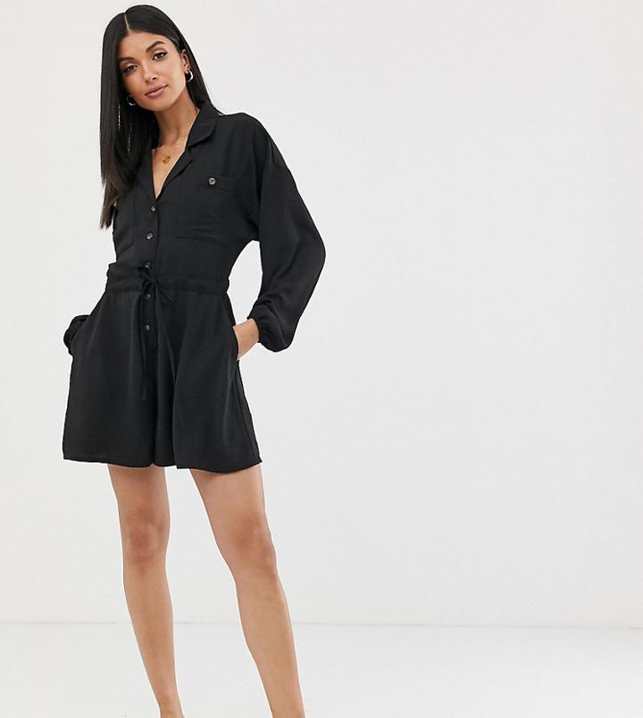 Asos Design Tall Slouchy Waisted Boiler Romper - Black
