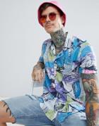 Asos Design Festival Oversized Vintage Print Shirt - White
