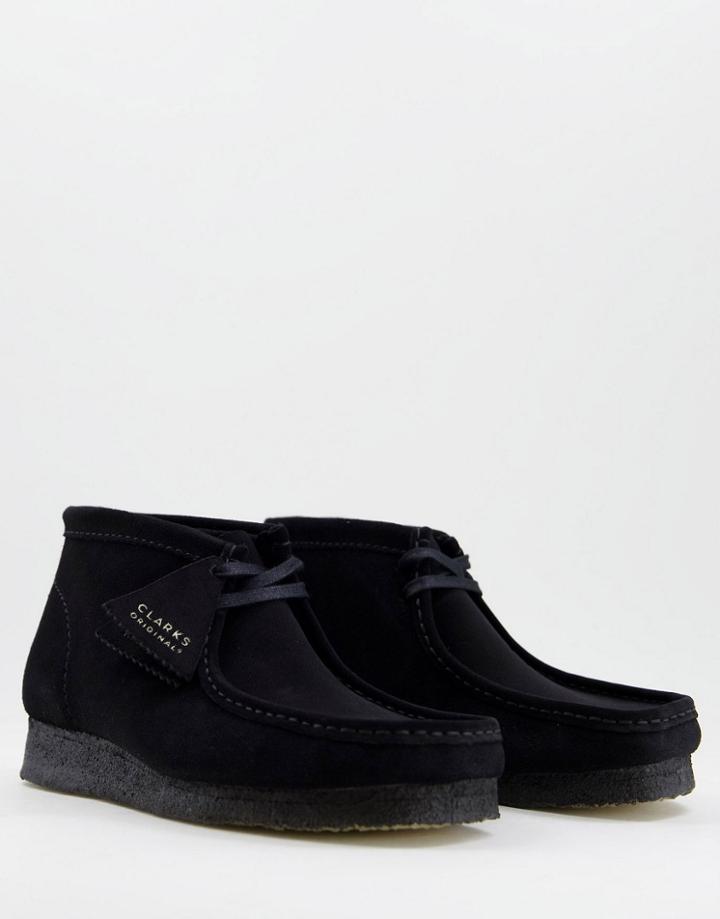 Clarks Originals Wallabee Boots In Black Suede