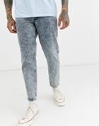 Asos Design Classic Rigid Jeans In Acid Wash-blue