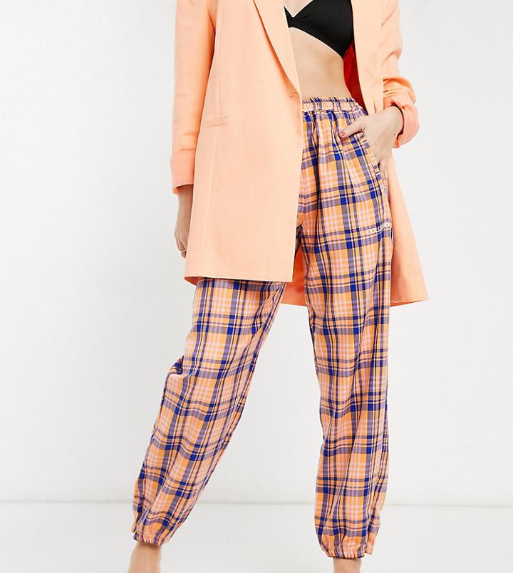Collusion Woven Joggers In Orange Plaid