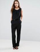 Qed London Jumpsuit With Waistbelt - Black