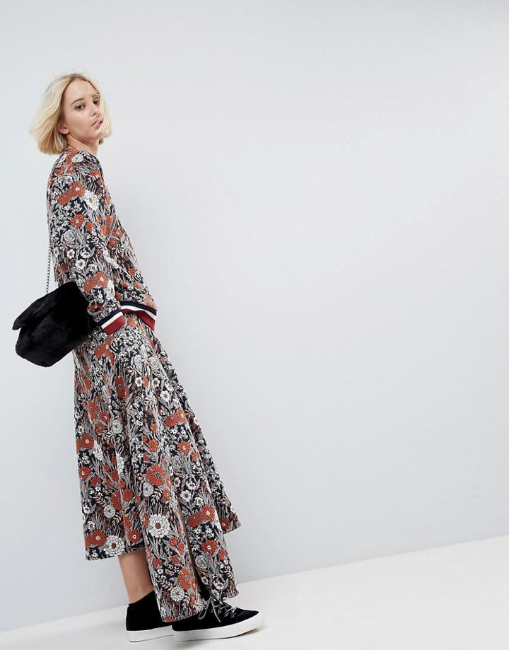 Asos White Floral Sweat A-line Skirt - Multi