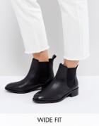 Asos Absolute Wide Fit Leather Chelsea Ankle Boots - Black
