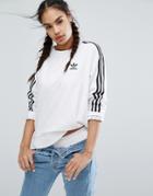 Adidas Originals White Three Stripe Sweatshirt - White