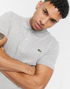 Lacoste Slim Fit Pique Polo In Gray-grey
