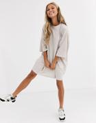Asos Design Oversized T-shirt Dress In Oatmeal-neutral