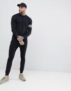 Asos Tracksuit Extreme Super Skinny Jogger/muscle Sweatshirt In Black With Camo Stripe - Black