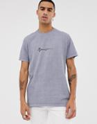 Mennace Oversized T-shirt With Script Logo In Washed Black - Gray