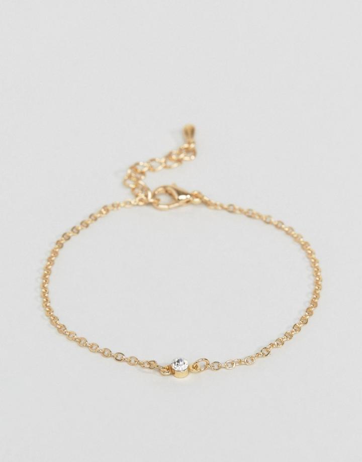 Asos Fine Stone Chain Bracelet - Gold