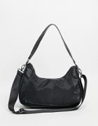 Asos Design Shoulder Bag In Nylon Mix-black