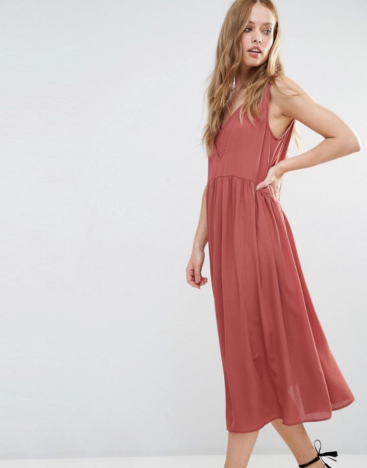 Y.a.s Vinc Smock Midi Dress - Pink