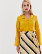 Mango Button Front Blouse In Yellow - Yellow