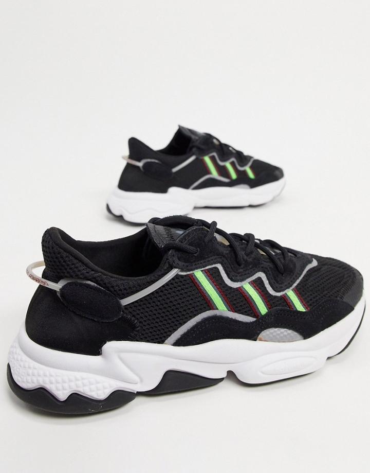 Adidas Originals Ozweego Sneakers In Core Black Solar Green Onix