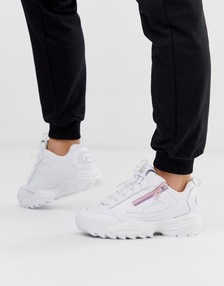 Fila White Disruptor 3 Zip Sneakers-black