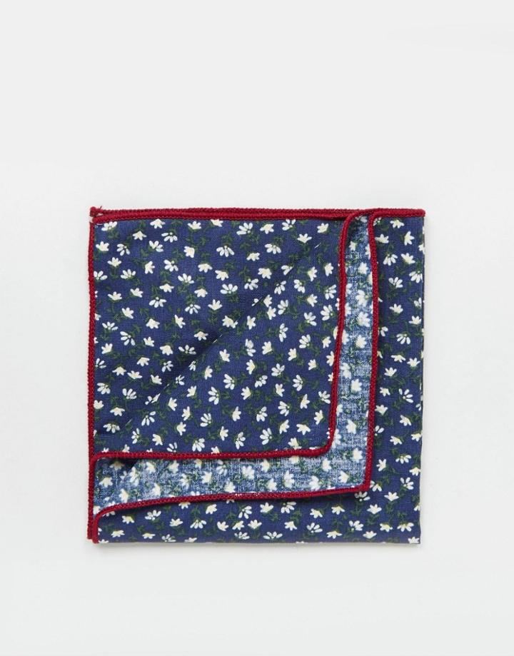 7x Pocket Square Floral Print In Box - Black