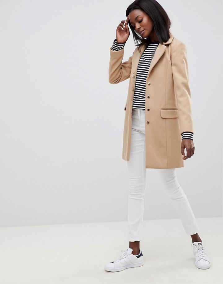 Oasis Faux Fur Shawl Collar Coat - Beige