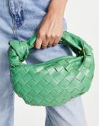 Glamorous Mini Grab Bag In Bright Green Woven Pu
