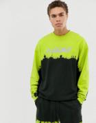Asos Design Two-piece Oversized Sweatshirt With Neon Wash & Future Print-black