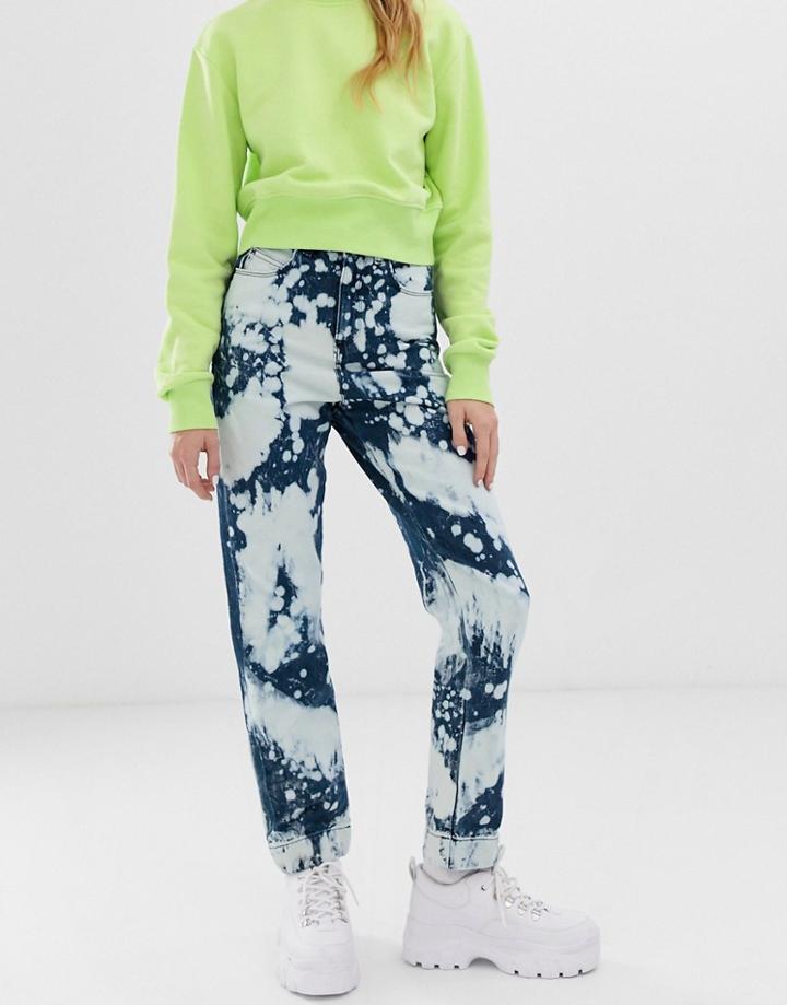 Collusion X005 Straight Leg Jeans In Bleach Effect - Blue