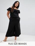 New Look Plus Ruffle Culotte Jumpsuit - Black