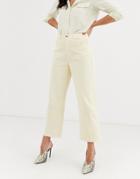 Vero Moda Wide Leg Cord Cropped Pants In Ecru