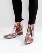 Jeffery West Sylvian Meltallic Zip Boots In Pink - Pink