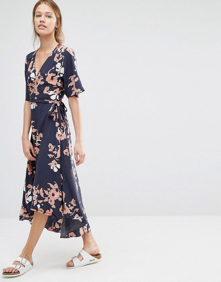 Just Female Floral Wrap Dress - Purple