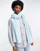Asos Design Recycled Blend Scarf With Raw Edge In Light Blue-blues