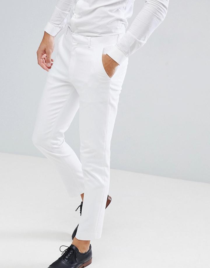 Asos Design Wedding Skinny Suit Pants In White - White