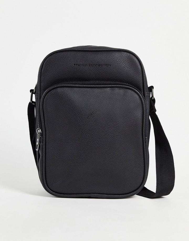French Connection Classic Faux Leather Flight Bag In Black