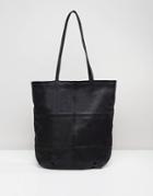 Asos Leather Paneled Shopper Bag - Black