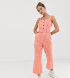 Glamorous Petite Jumpsuit With Belt In Textured Fabric-orange
