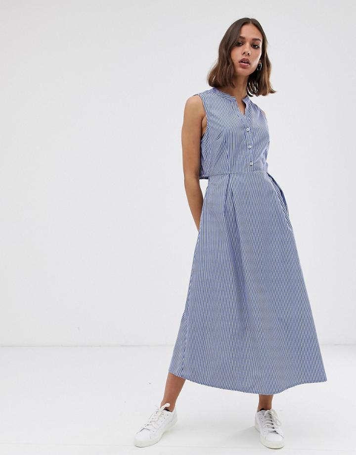 Selected Femme Stripe Dress With Open Back-multi