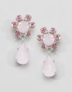Krystal Swarovski Floral Pear Drop Earrings - Pink