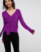 Asos Sweater With Wrap And Tie - Purple