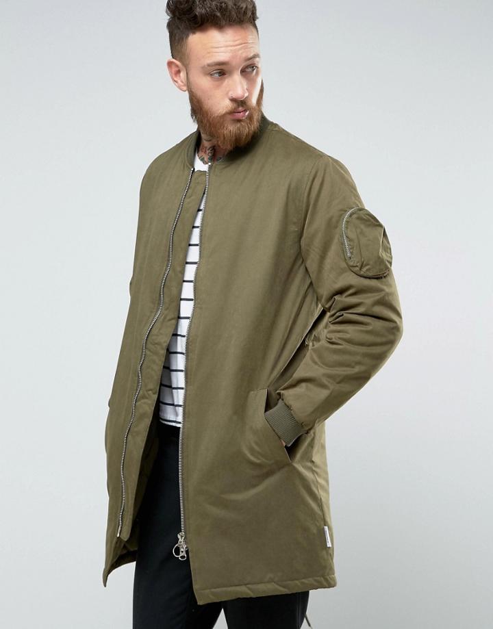 Bellfield Longline Ma1 Bomber Jacket - Green