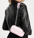 True Decadence Exclusive Cross Body Bag In Pink Satin With Resin Chain Strap