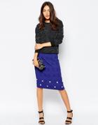 Jovonna Tori Skirt With Embellished Hem - Blue