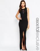 Asos Tall Red Carpet Lace Trim Maxi Dress - Black