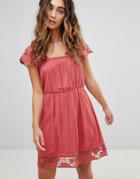 Pepe Jeans Wendy Lace Hems Dress - Red