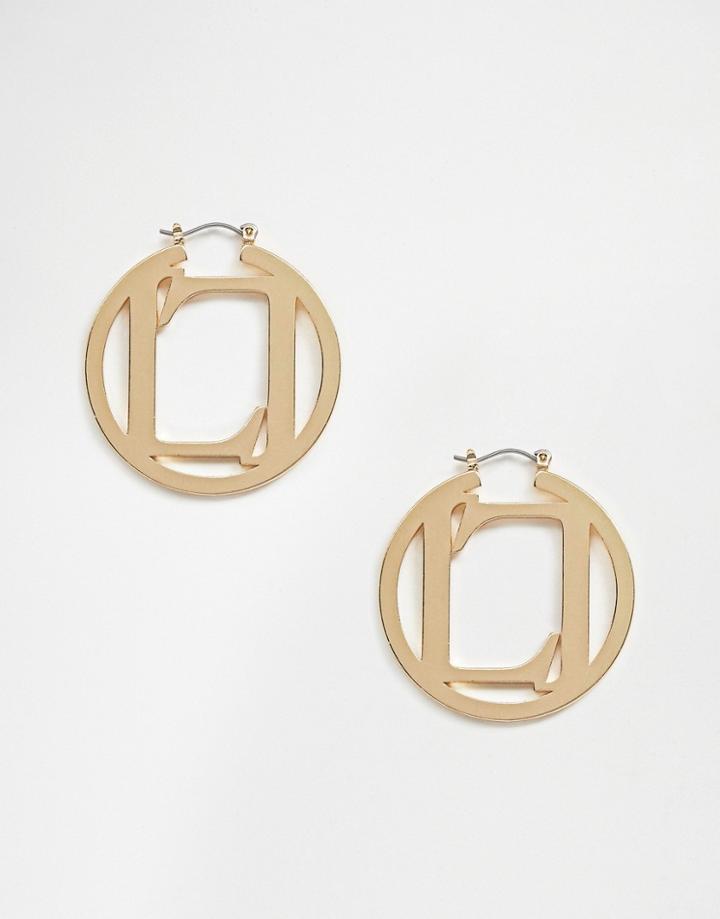 Lipsy Hoop Logo Earring In Gold - Gold