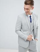Asos Slim Suit Jacket In Light Gray
