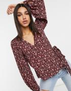 & Other Stories Long Sleeve Wrap Blouse In Floral-multi