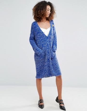 Amen Papa Longline Cardigan - Blue