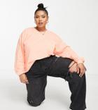 Asos Design Curve Oversized Long Sleeve T-shirt With Cuff Detail In Coral-pink
